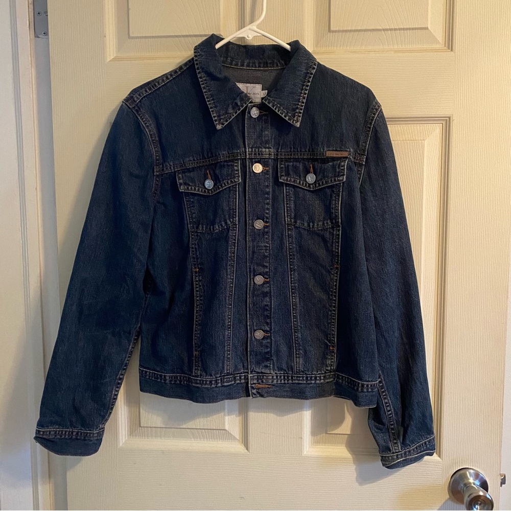Calvin Klein Denim Jacket Size Large Like Dark Blue - Picture 2 of 9